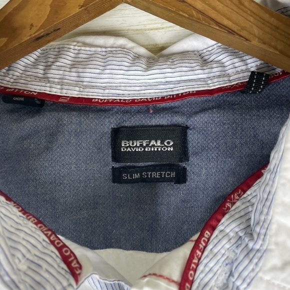 Buffalo David Bitton Slim Stretch White Button Down Shirt - Picture 3 of 5
